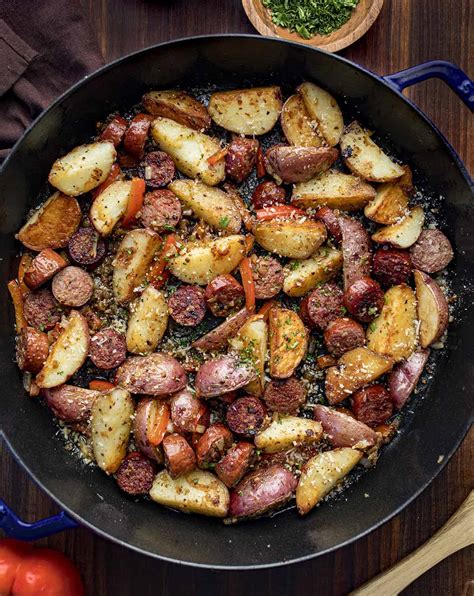 polish sausage and fried potatoes
